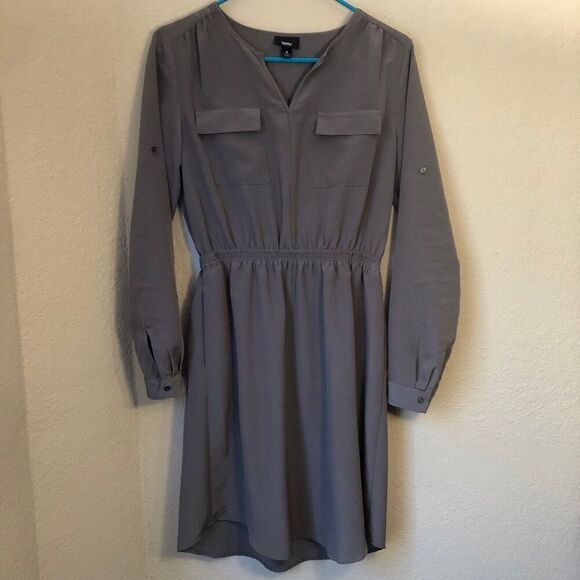 Mossimo Women's Utility Shirt Dress Size Small Olive Green Pockets Long Sleeves - Picture 2 of 10